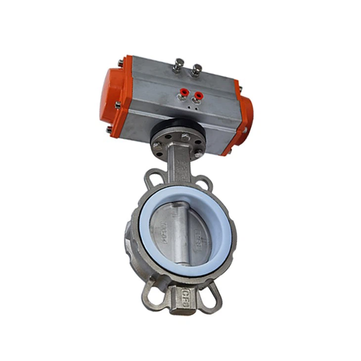 PTFE Lined Dn100 Wafer Pneumatic Butterfly Valve